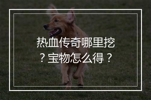 热血传奇哪里挖？宝物怎么得？