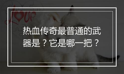 热血传奇最普通的武器是？它是哪一把？