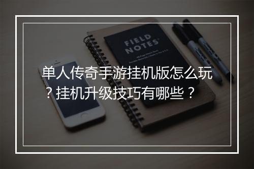 单人传奇手游挂机版怎么玩？挂机升级技巧有哪些？