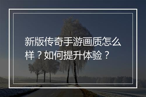 新版传奇手游画质怎么样？如何提升体验？