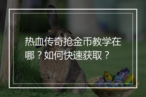热血传奇抢金币教学在哪？如何快速获取？