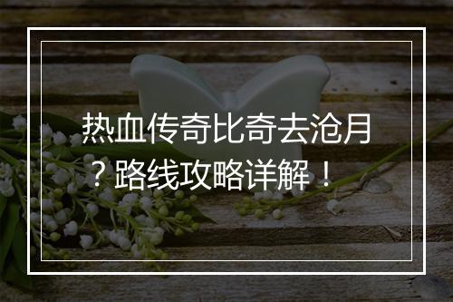 热血传奇比奇去沧月？路线攻略详解！