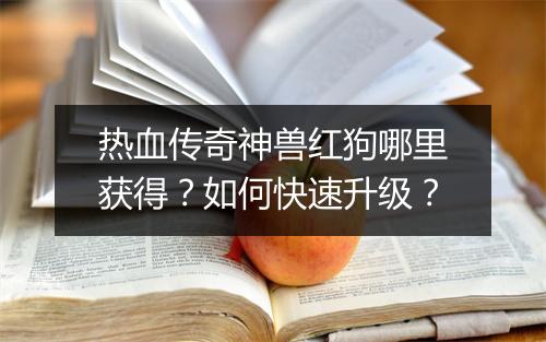 热血传奇神兽红狗哪里获得?如何快速升级?