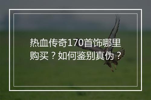 热血传奇170首饰哪里购买？如何鉴别真伪？