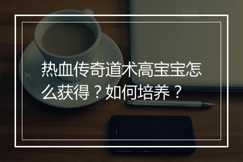 热血传奇道术高宝宝怎么获得？如何培养？