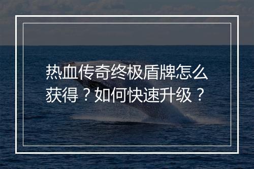 热血传奇终极盾牌怎么获得？如何快速升级？