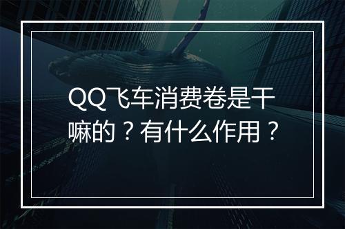 QQ飞车消费卷是干嘛的？有什么作用？
