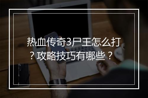 热血传奇3尸王怎么打？攻略技巧有哪些？