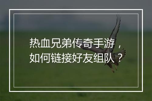 热血兄弟传奇手游，如何链接好友组队？