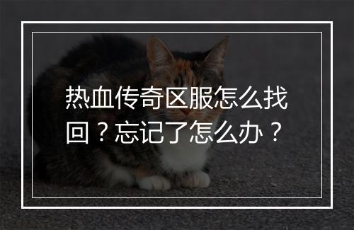 热血传奇区服怎么找回？忘记了怎么办？