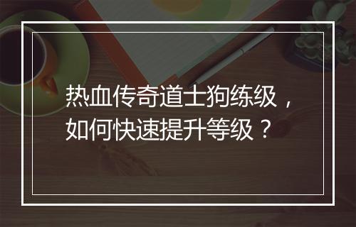 热血传奇道士狗练级，如何快速提升等级？