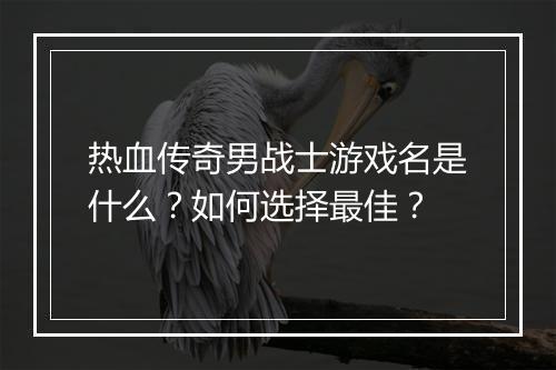 热血传奇男战士游戏名是什么？如何选择最佳？