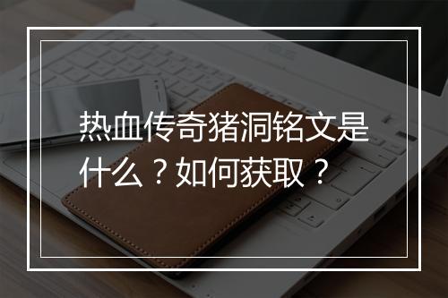 热血传奇猪洞铭文是什么？如何获取？