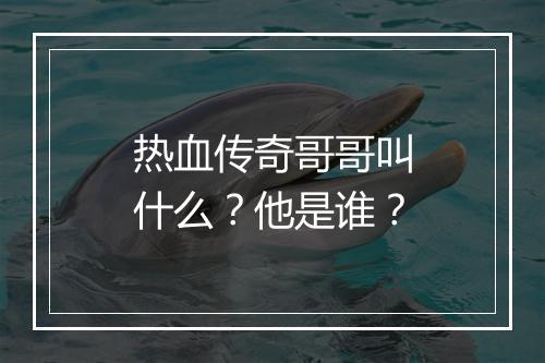 热血传奇哥哥叫什么？他是谁？