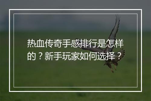热血传奇手感排行是怎样的？新手玩家如何选择？