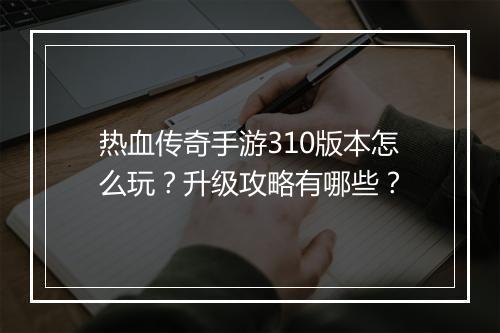 热血传奇手游310版本怎么玩？升级攻略有哪些？