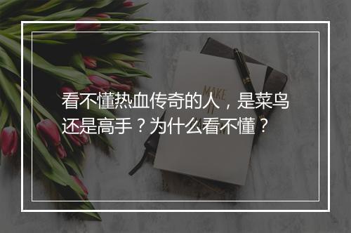 看不懂热血传奇的人，是菜鸟还是高手？为什么看不懂？
