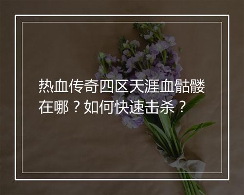 热血传奇四区天涯血骷髅在哪？如何快速击杀？