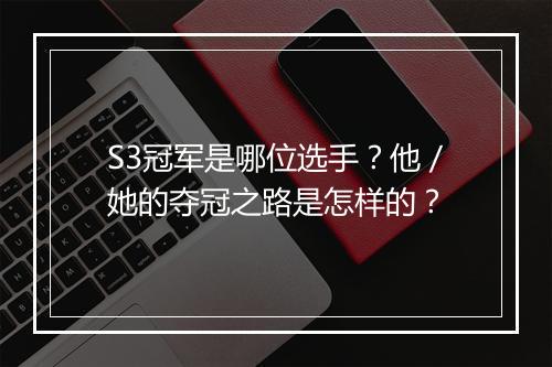 S3冠军是哪位选手？他／她的夺冠之路是怎样的？