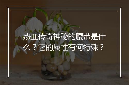 热血传奇神秘的腰带是什么？它的属性有何特殊？