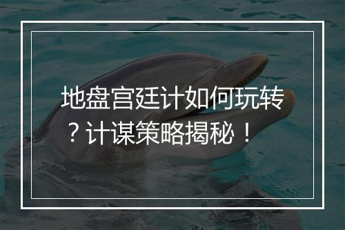 地盘宫廷计如何玩转？计谋策略揭秘！