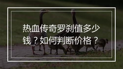 热血传奇罗刹值多少钱？如何判断价格？
