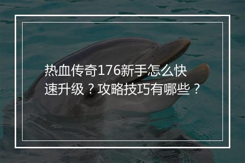 热血传奇176新手怎么快速升级？攻略技巧有哪些？