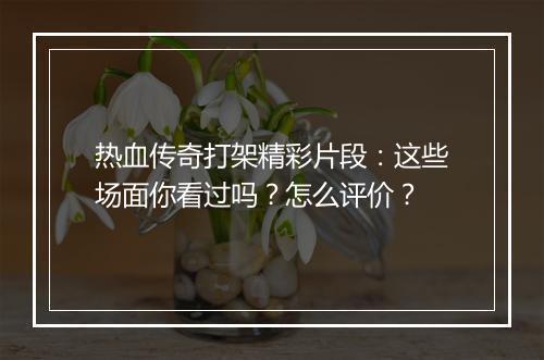 热血传奇打架精彩片段：这些场面你看过吗？怎么评价？