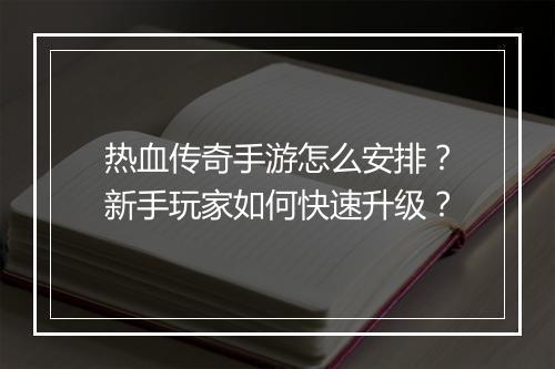 热血传奇手游怎么安排？新手玩家如何快速升级？