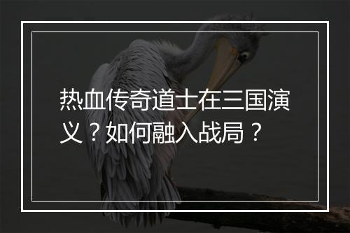 热血传奇道士在三国演义？如何融入战局？