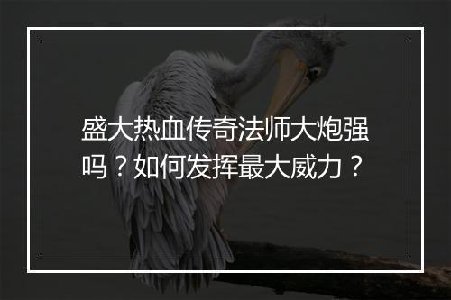 盛大热血传奇法师大炮强吗？如何发挥最大威力？