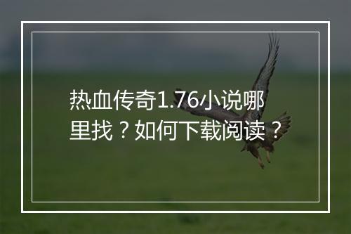 热血传奇1.76小说哪里找？如何下载阅读？