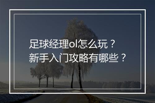 足球经理ol怎么玩？新手入门攻略有哪些？