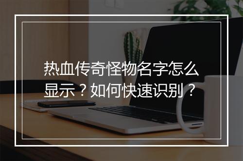 热血传奇怪物名字怎么显示？如何快速识别？