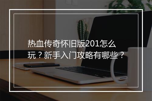 热血传奇怀旧版201怎么玩？新手入门攻略有哪些？