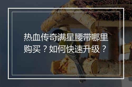 热血传奇满星腰带哪里购买？如何快速升级？