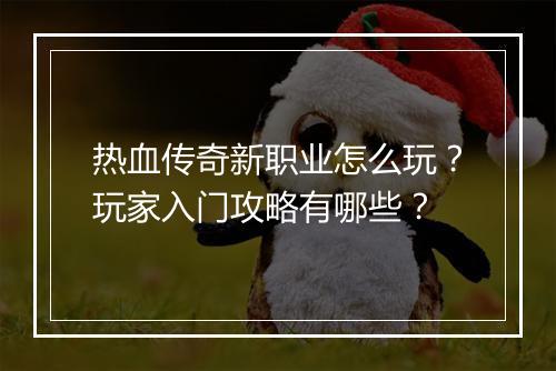 热血传奇新职业怎么玩？玩家入门攻略有哪些？
