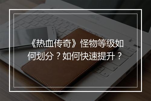 《热血传奇》怪物等级如何划分？如何快速提升？