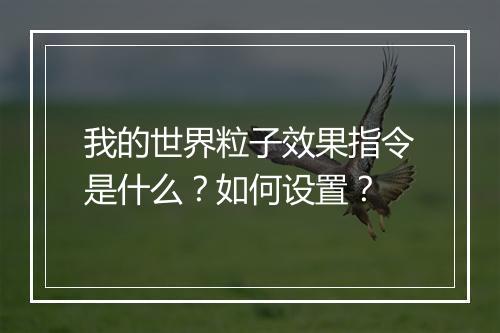 我的世界粒子效果指令是什么？如何设置？