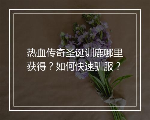 热血传奇圣诞训鹿哪里获得？如何快速驯服？