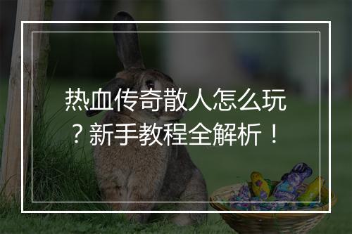 热血传奇散人怎么玩？新手教程全解析！
