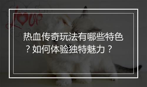 热血传奇玩法有哪些特色？如何体验独特魅力？