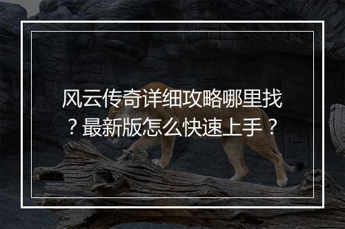 风云传奇详细攻略哪里找？最新版怎么快速上手？