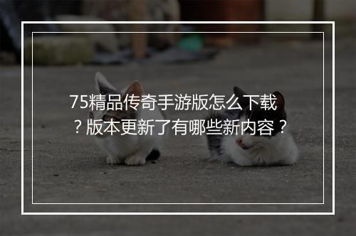 75精品传奇手游版怎么下载？版本更新了有哪些新内容？