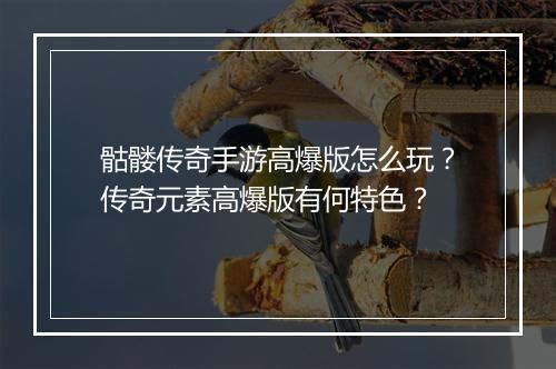 骷髅传奇手游高爆版怎么玩？传奇元素高爆版有何特色？