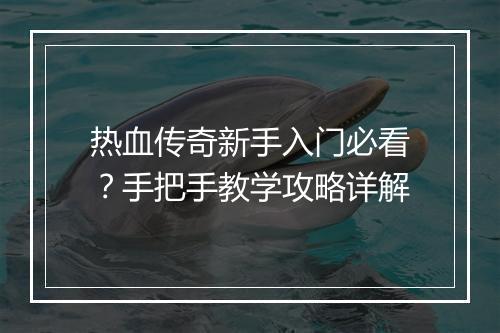 热血传奇新手入门必看？手把手教学攻略详解