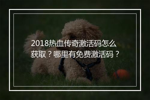 2018热血传奇激活码怎么获取？哪里有免费激活码？