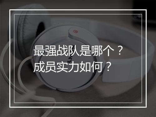 最强战队是哪个？成员实力如何？