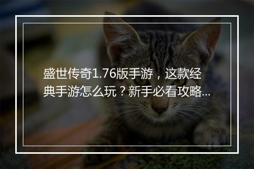 盛世传奇1.76版手游，这款经典手游怎么玩？新手必看攻略！