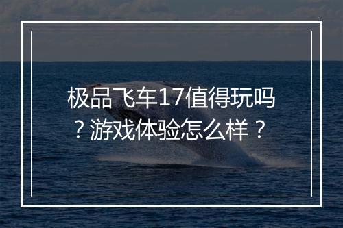 极品飞车17值得玩吗？游戏体验怎么样？